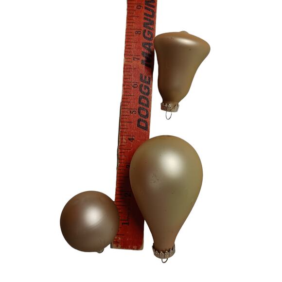 ✨ Vintage Gold Christmas Ornaments Bells Trees Pears Matte & Glitter 8 Pc 🎄 - Picture 8 of 15